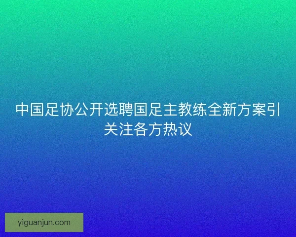 中国足协公开选聘国足主教练全新方案引关注各方热议 中国足协公开选聘国足主教练全新方案引关注各方热议