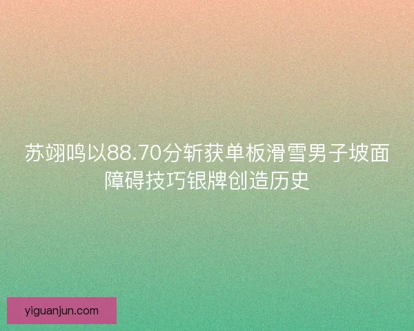 苏翊鸣以88.70分斩获单板滑雪男子坡面障碍技巧银牌创造历史 苏翊鸣以88.70分斩获单板滑雪男子坡面障碍技巧银牌创造历史