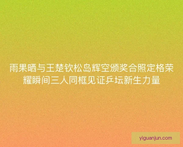 雨果晒与王楚钦松岛辉空颁奖合照定格荣耀瞬间三人同框见证乒坛新生力量